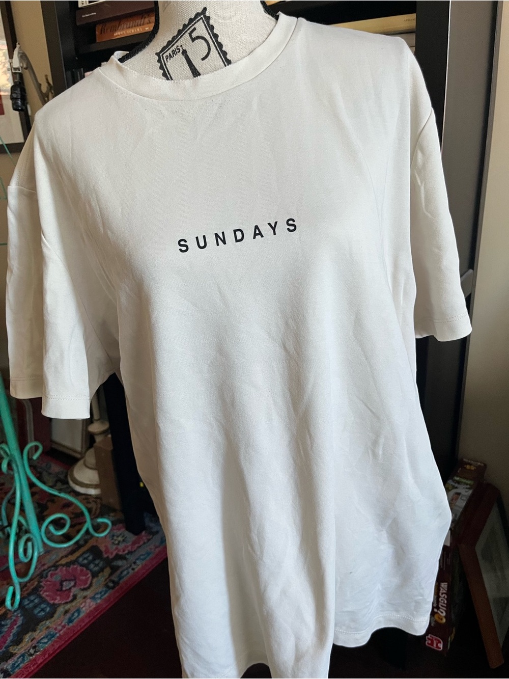OAK + FORT White Short-Sleeve Crewneck Tee with SUNDAYS Print